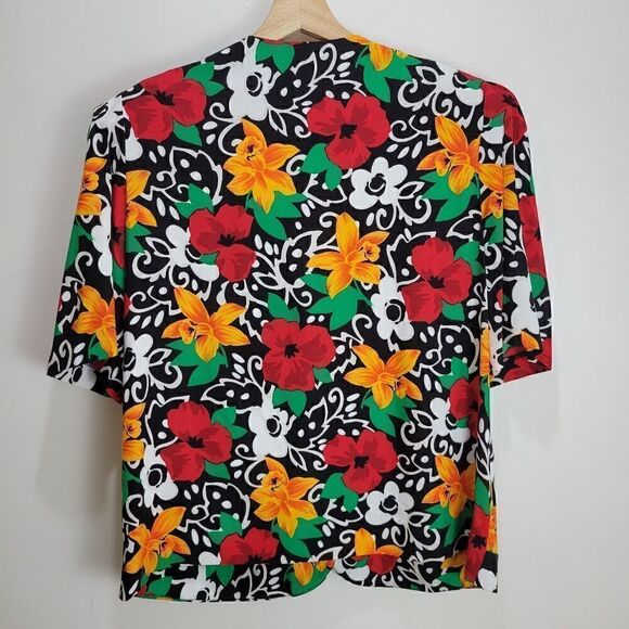 VintageāBoldāDaffodilsĀ andāPoppiesāButtonedāBlouse - Picture 10 of 11